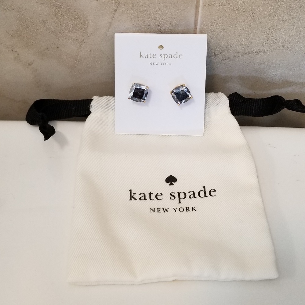 Kate Spade enamel square stud earrings, black